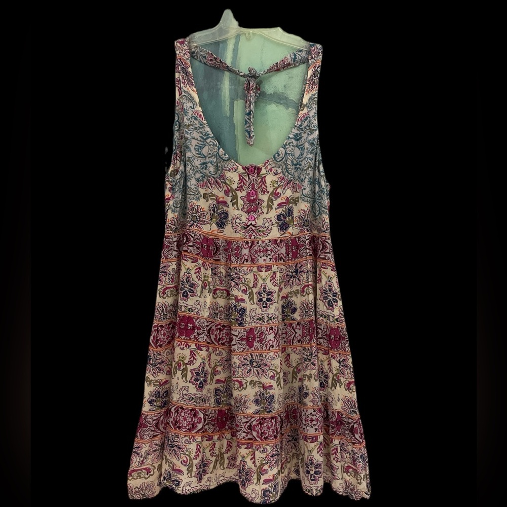 Floral gauze tiered open back boho hippie jumper free people style festival M